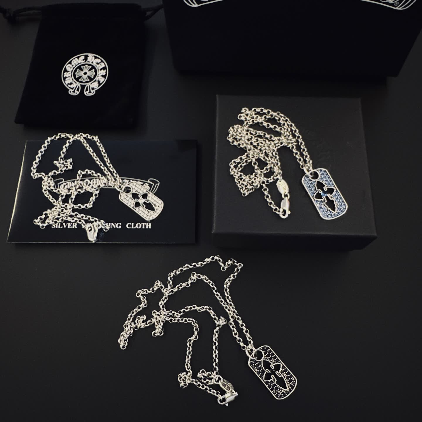 Chrome Hearts Silver Cross Tag Necklace